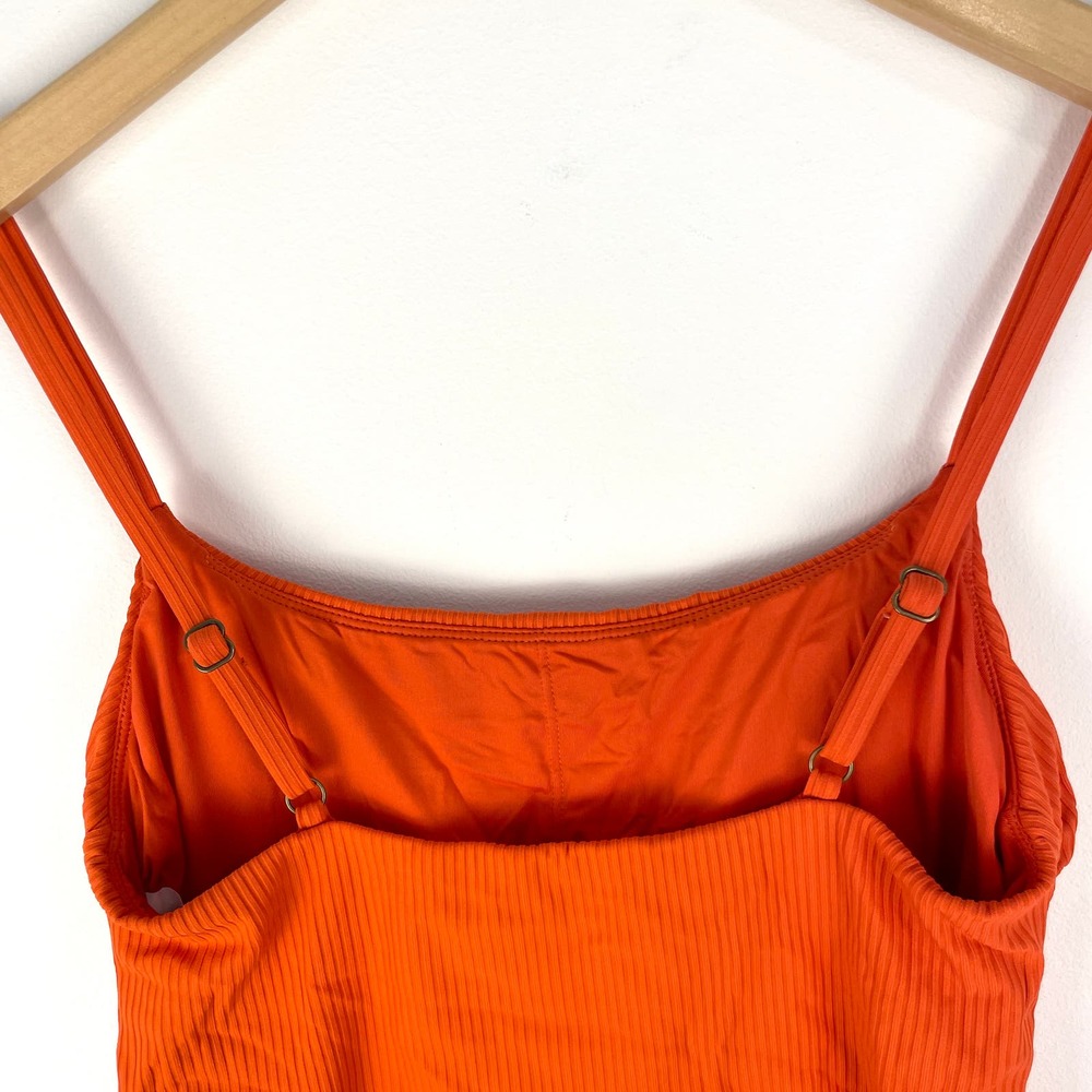 Andie The Longline Tank Tankini In Ribbed Siren Orange Size Small New - Picture 7 of 10